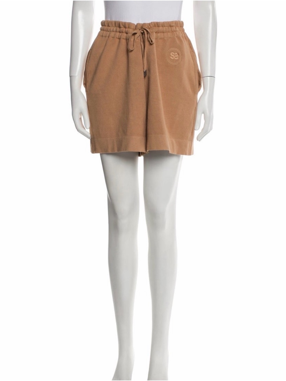 Sandro Tan Terry Drawstring Athletic Shorts